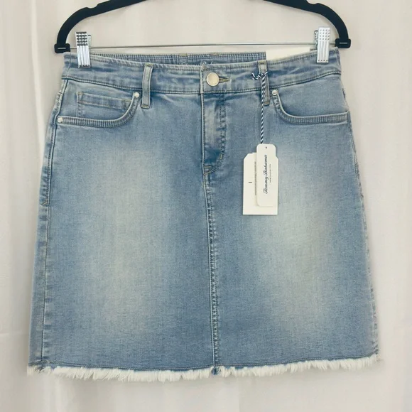 Tommy Bahama Boracay® Indigo Raw-Edge Midi Bleach Wash Denim Skirt Size 6. NWT - Picture 3 of 14